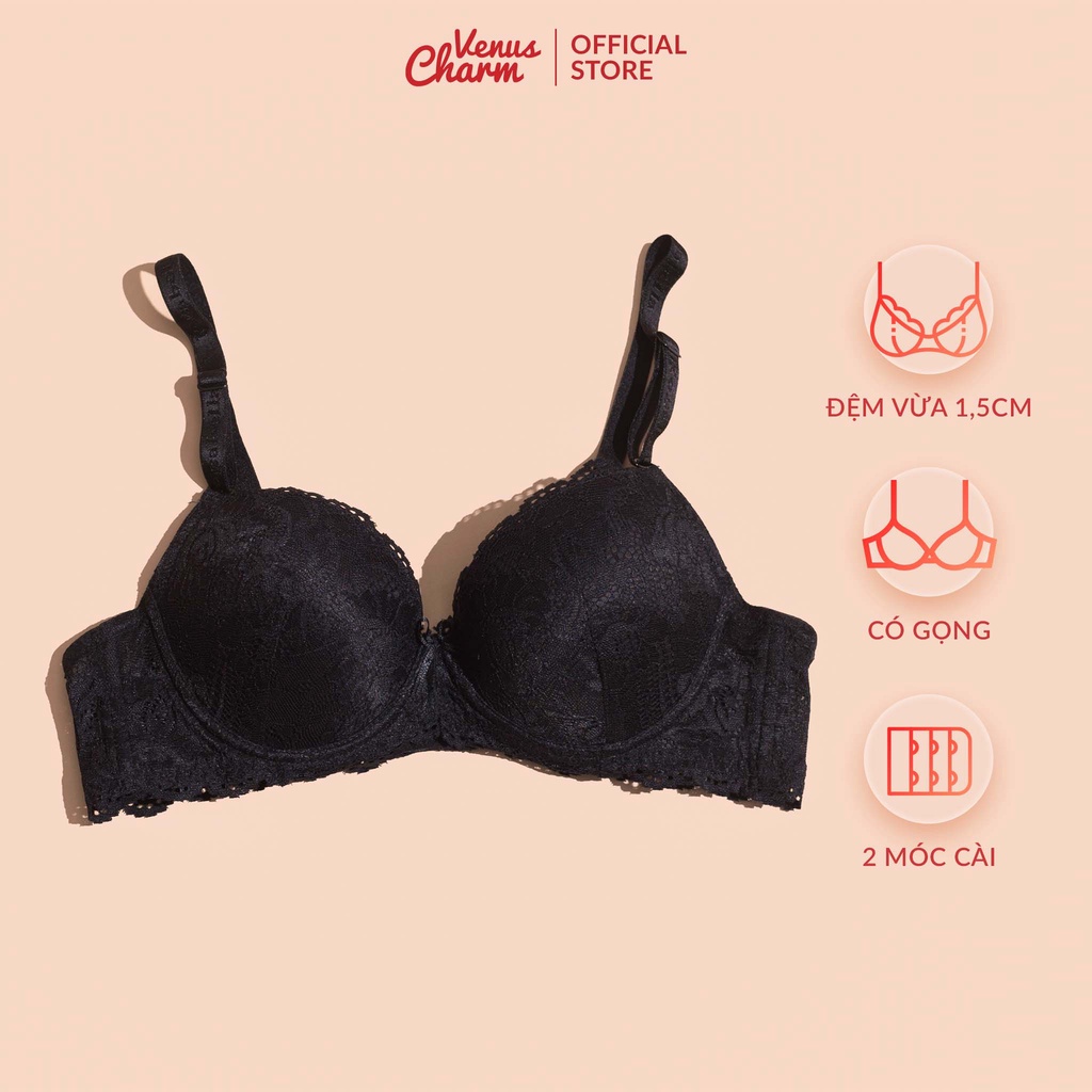 Ảnh Áo lót nữ Venus Charm KG xanh ren đệm mỏng có gọng 1