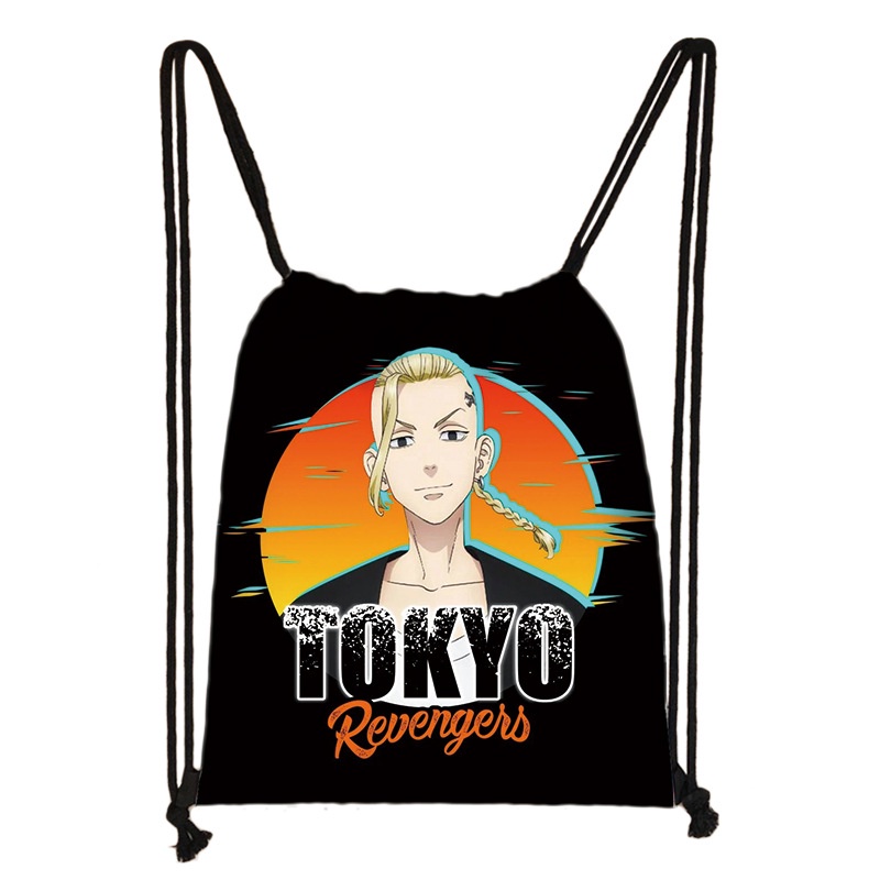 GC2 Tokyo Revengers Polyester Dây Rút Túi Ba Lô Tiện Lợi Dung Tích Lớn Túi Mua Sắm Manjiro Ken Ryuguji Mi