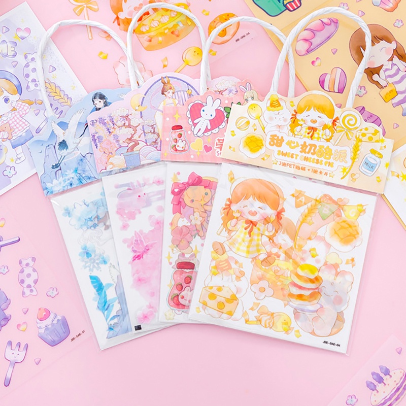 Túi 3 Miếng Dán Trang Trí Túi Xách Màu Đồng Đục In Họa Tiết Hoạt Hình Đa Dạng, Túi Sticker