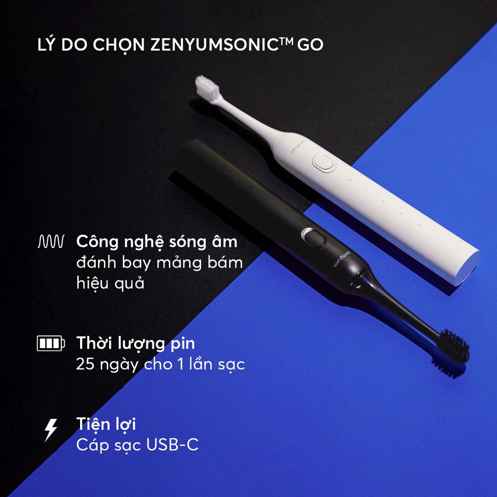 Ảnh Bộ Bàn Chải Điện Zenyum Sonic GO phiên bản Du Lịch Tiêu Chuẩn - 1 Bàn Chải + 1 Hộp Đựng + 3 Đầu Thay 1