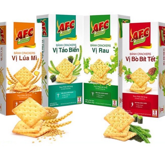 Bánh quy cracker AFC vị Rau / tiểu mạch / Tảo biển / Bò bít tết hộp ...