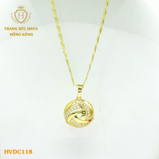 Dây Chuyền Nữ Titan, Vòng Cổ Mặt Đính Đá Xi Mạ Vàng Non 24k Cao Cấp - Trang Sức Hava Hong Kong