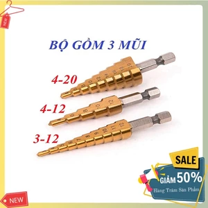 Bộ 3 mũi khoan tháp chuyên khoan thép, inox chất lượng cao