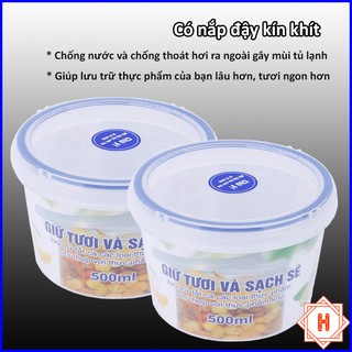 Hộp nhựa tròn Song Long Plastic 500ml lưu trữ thực phẩm trữ đông { H }