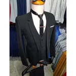 Combo Bộ vest nam ôm body màu đen mềm mịn co giãn nhẹ (áo vest + áo gile + quần + cà vạt + ghim cài) tặng hộp đựng — ảnh 3