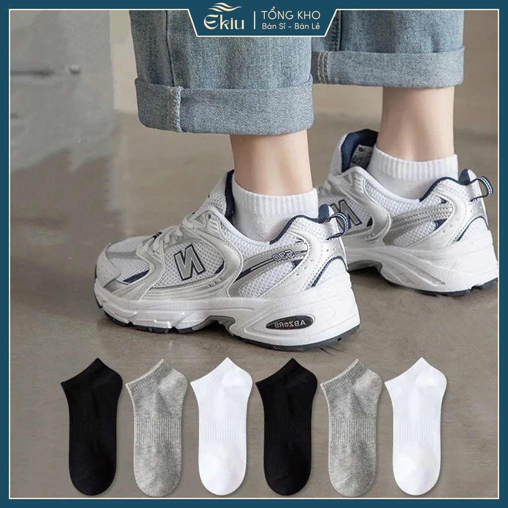 Tất vớ nam nữ chất liệu vải Cotton co giãn bốn chiều, phong cách đơn giản chống hôi chân - Ekiu Shop
