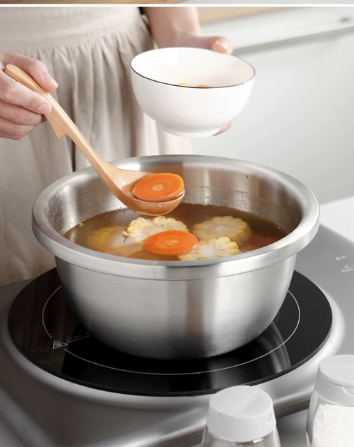 Bộ thau rổ inox 304 loại mờ - Onlycook nhiều kích thước