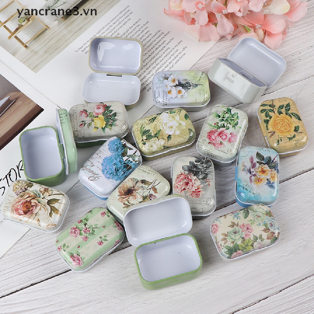 {Home} Hộp Thiếc Nhỏ Hình Chữ Nhật Đựng Trang Sức / Tiền Xu / Hoa Bằng Thiếc