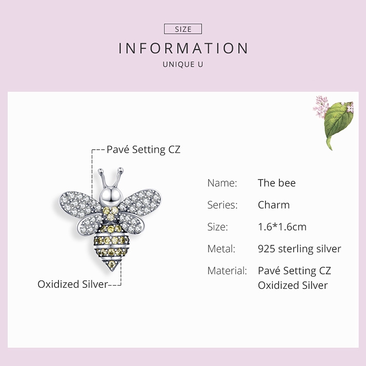 Mặt Charm Bamoer 9254 Bạc Hình Con Ong Thời Trang Cho Nữ