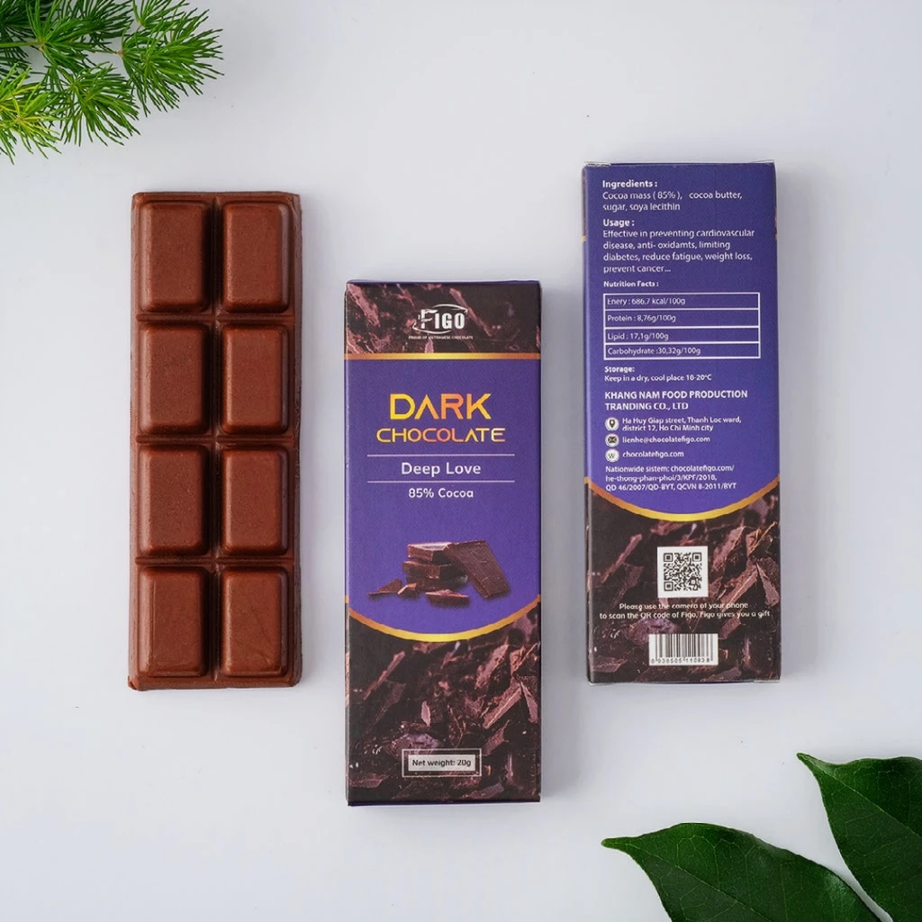 Combo 5 Thanh Dark Chocolate FIGO Đậm Vị Cacao Socola Đen 20G