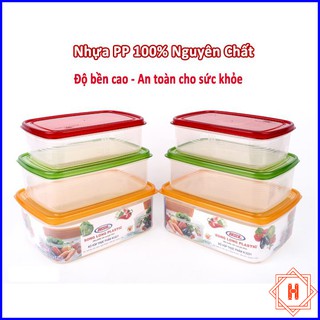 Bộ 3 Hộp Trữ Đông - Hộp Nhựa Đựng Thực Phẩm SONG LONG Nắp Nhiều Màu Sắc { H }