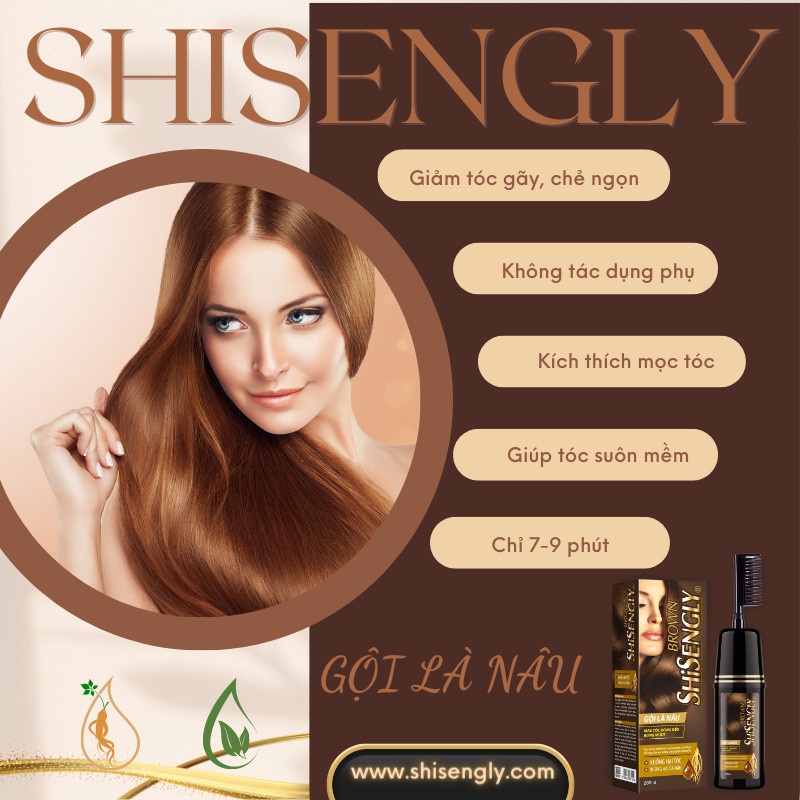 Dầu Gội Phủ Nâu Cao Cấp SHISENGLY Làm Nâu Tóc & Giảm Rụng Tóc - Hàng Chính Hãng - 200ML