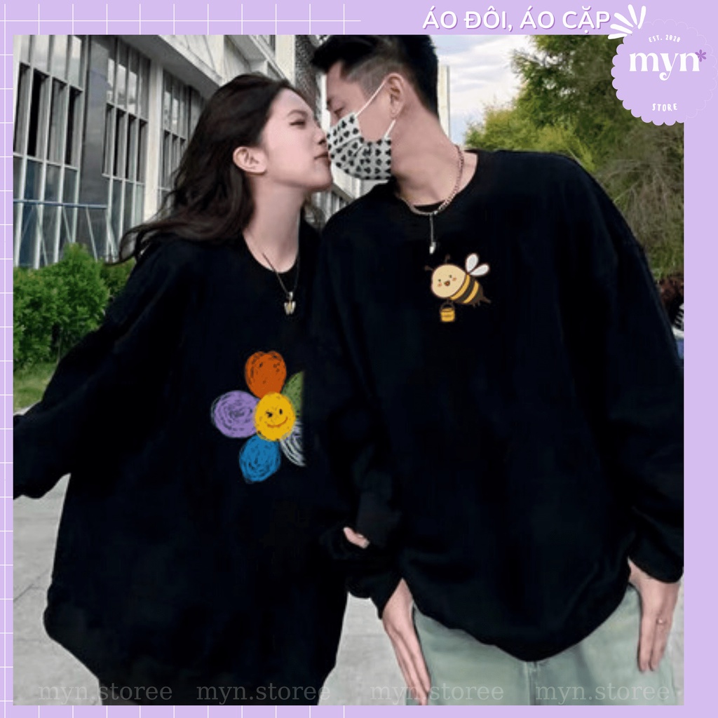 Áo Sweater Nỉ Cặp Đôi Hình Bông Hoa- Con Ong Siêu Dễ Thương, Áo Sweater ...