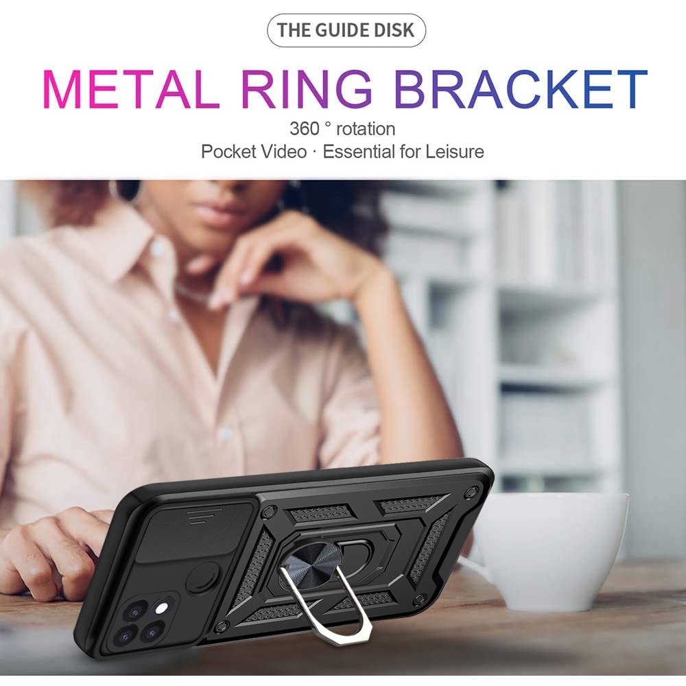 Ốp lưng áo giáp máy ảnh trượt Realme 8 Pro C20 C20A C12 C25 C55 C53 C51 C65 C67 C35 C31 C11 2021 Note 50 Narzo N55 20 30A 50A Prime 4G 5G Vỏ khung vòng Full Lens Cover