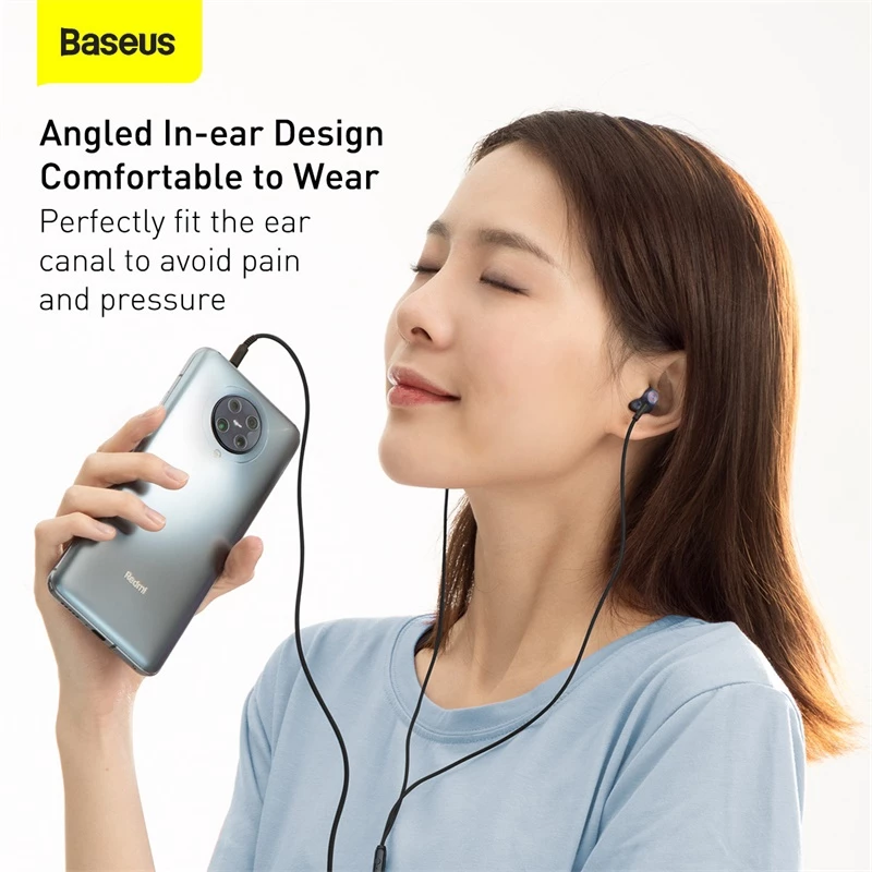Tai Nghe Nhét Tai Baseus H19 Âm Thanh Nổi 6D Và Mic Cho Điện Thoại Xiaomi Có Dây 3.5mm