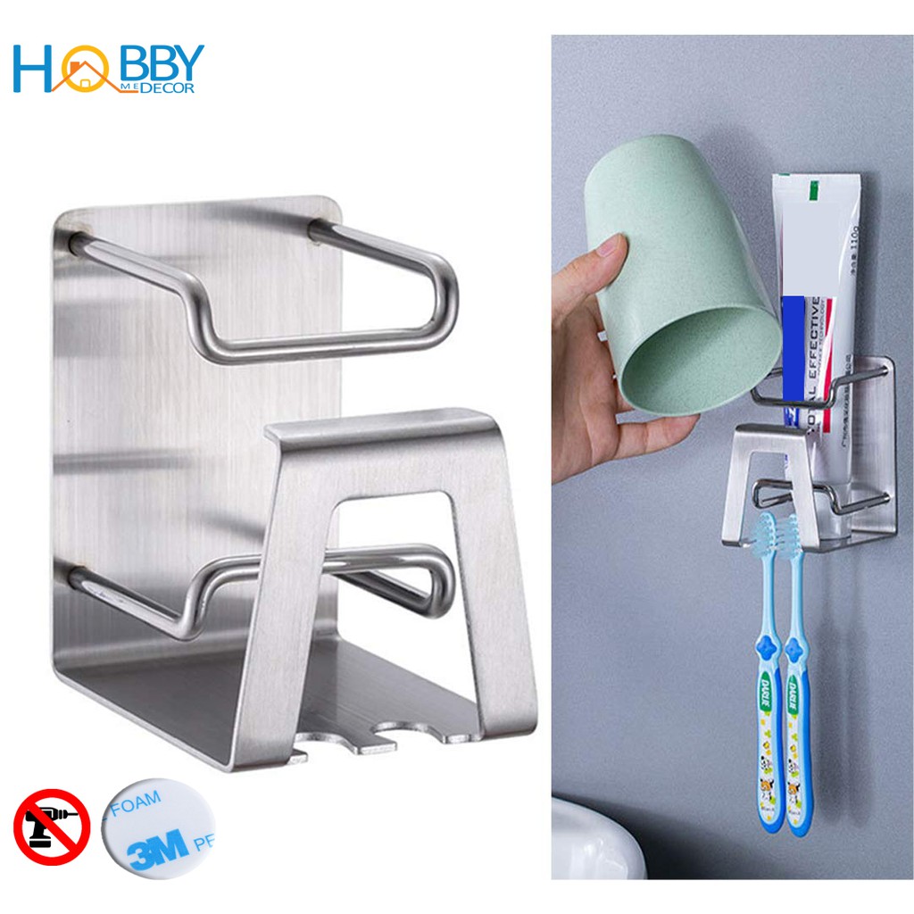 Kệ để bàn chải đánh răng dán tường Hobby home decor KBC31 inox 304 có keo