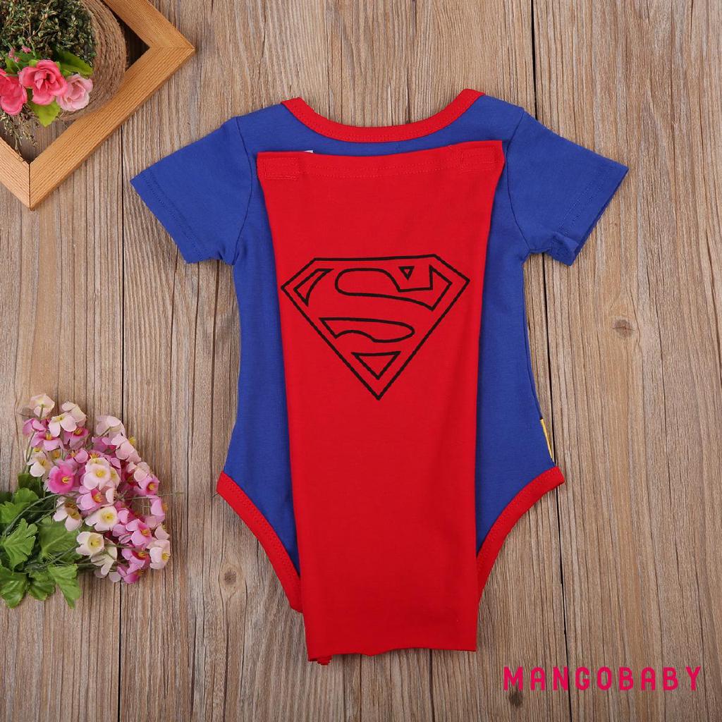 A0b-baby Boy Superman Áo liền quần ngắn tay Trang phục hoạt hình
