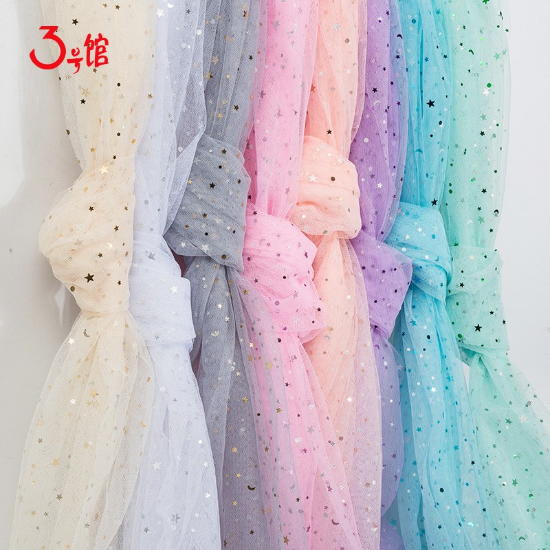 Trang trí đám cưới Long lanh Đồng ngôi sao vải tuyn ren lưới vải cho váy bé gái Trang trí Giáng sinh TJ0167