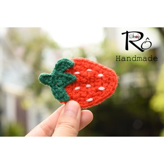 Kẹp tóc dâu tây len xinh xắn cho nữ và bé gái 5.5cm |Cặp tóc mái Handmade xịn  |Shop Rô Handmade