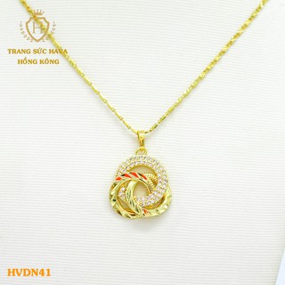 Dây Chuyền, Vòng Cổ Nữ Mặt Đính Đá Màu Trắng Mạ Vàng Non Cao Cấp - Trang Sức Hava Hong Kong - HVDN41