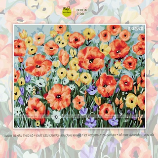 Tranh tô màu theo số hóa Madoca có khung 40x50cm Biển hoa sắc màu T1020