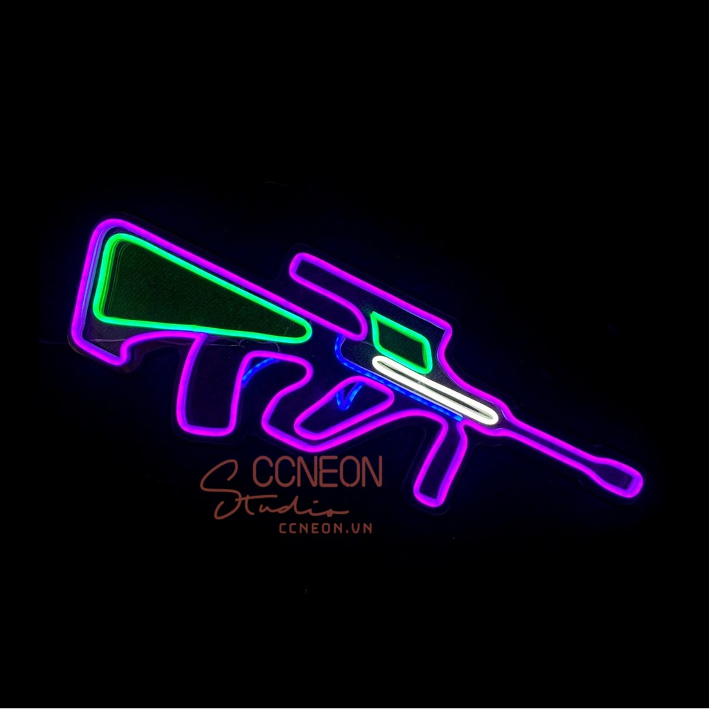 Đèn Trang Trí Led Neon Sign Hình Súng AUG [Kích thước 62x23 cm]