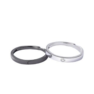 Nhẫn Cặp Màu Trắng / Đen Có Thể Điều Chỉnh Hình Trăng Sao Cho Cặp Đôi