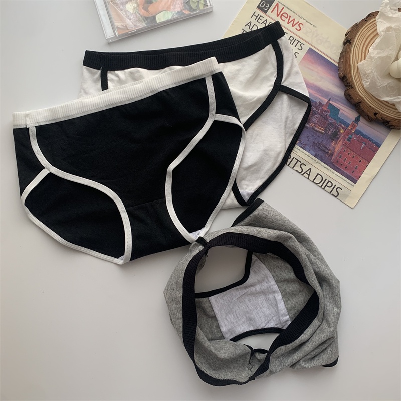 Quần Lót Cotton Không Đường May Kháng Khuẩn Màu Sắc Tương Phản Chất Lượng Cao Cho Nữ