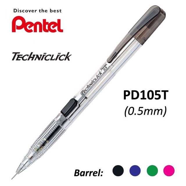 Ảnh Bút Chì Bấm Pentel PD105T 0.5mm Trong Suốt - Bút Chì Bấm Thân Ngang 4