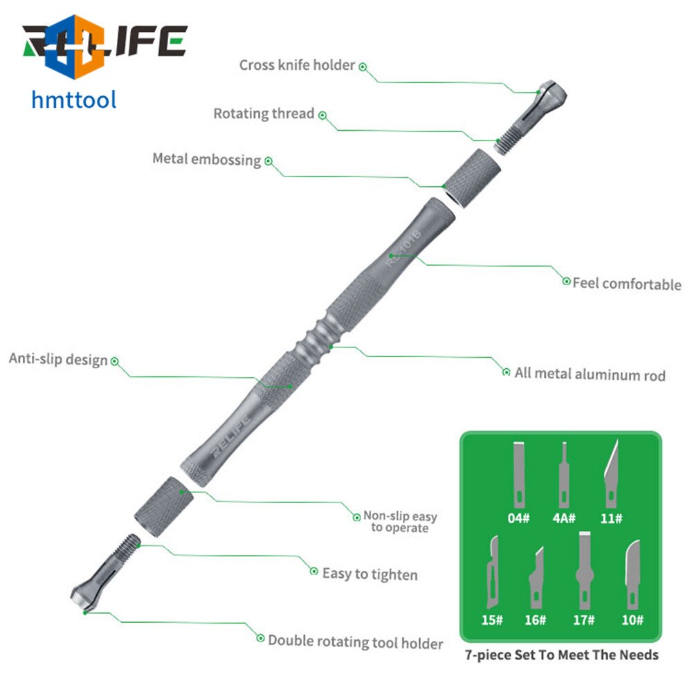 Rl-101b 8 Trong 1 Keo Tẩy Dao Bo Mạch Chủ BGA Chip Keo Làm Sạch Cạo Pry Dao DIY Thêu Sò Thủ Công Khắc Lưỡi