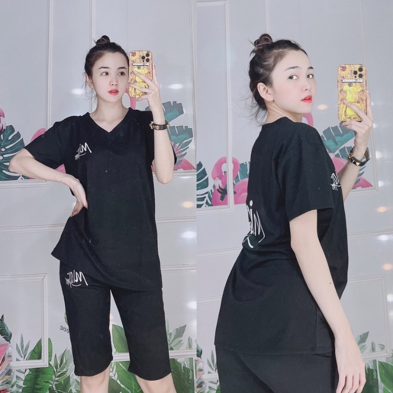 Đồ Bộ Mặc Nhà Nữ Bigsize 43-85kg Thun Cotton Quần Lửng Ngố Cute Đi Chơi Trung Niên ESHOP AD07