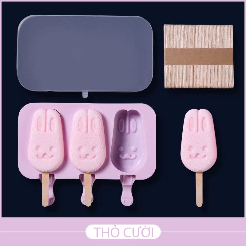 Khuôn Làm Kem,Khay Làm Kem Silicon Dẻo Y Tế Không Độc Hại - Có Sẵn Nắp - Tặng Kèm 50 Que Gỗ | BigBuy360 - bigbuy360.vn