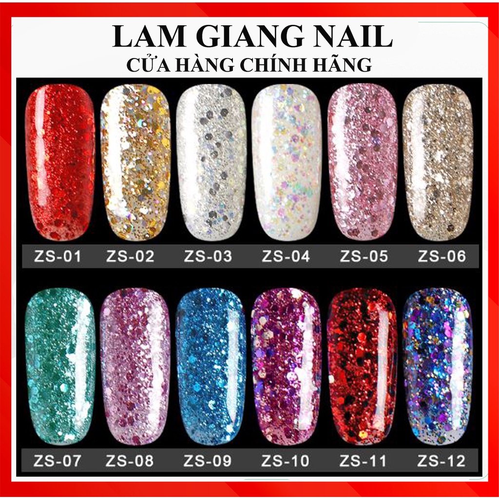 Sơn gel AS chai vuông xanh 15ml nhũ đá kim cương ZS
