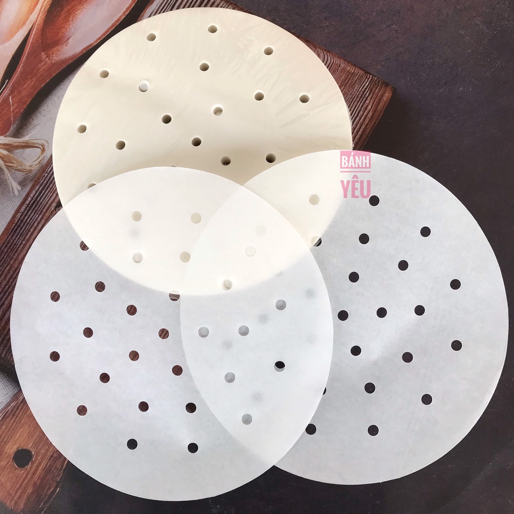 Giấy Nến Tròn Đục Lỗ Hấp Bánh Bao/Nồi Chiên Không Dầu 100 tờ (DCTC)