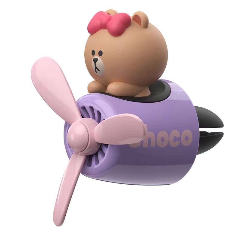 [Hàng Có Sẵn] Quạt Xoay Khuếch Tán Hương Thơm Gắn Lỗ Thông Gió Xe Hơi Hình Gấu Nâu Linefriends