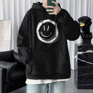 Áo hoodie tay dài in hình mặt cười 3 màu sắc dễ thương