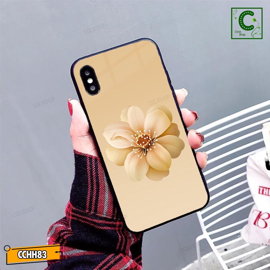 Ốp lưng iphone mặt kính in hình siêu đẹp, chống chày xước - Bông Hoa nhiều cánh khoe sắc mãnh liệt