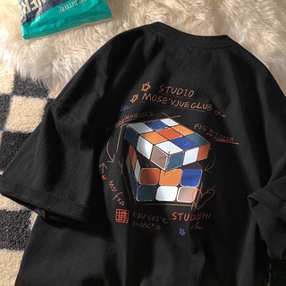 Áo Thun Tay Ngắn Form Rộng Mềm Mại Thoải Mái In Hình Rubik Cho Nam