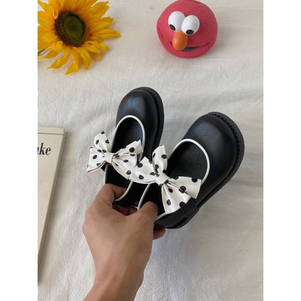 giày búp bê cho bé gái - giày bệt cho bé đính nơ hoạ tiết chấm bi cho bé 1-8 tuổi siêu nhẹ, êm chân hot bupbe 828