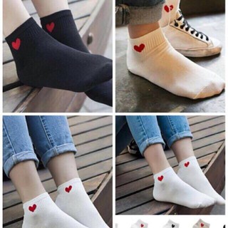 Set 10 Đôi Tất Cổ Ngắn Hoạ Tiết Trái Tim ( Ảnh Thật)