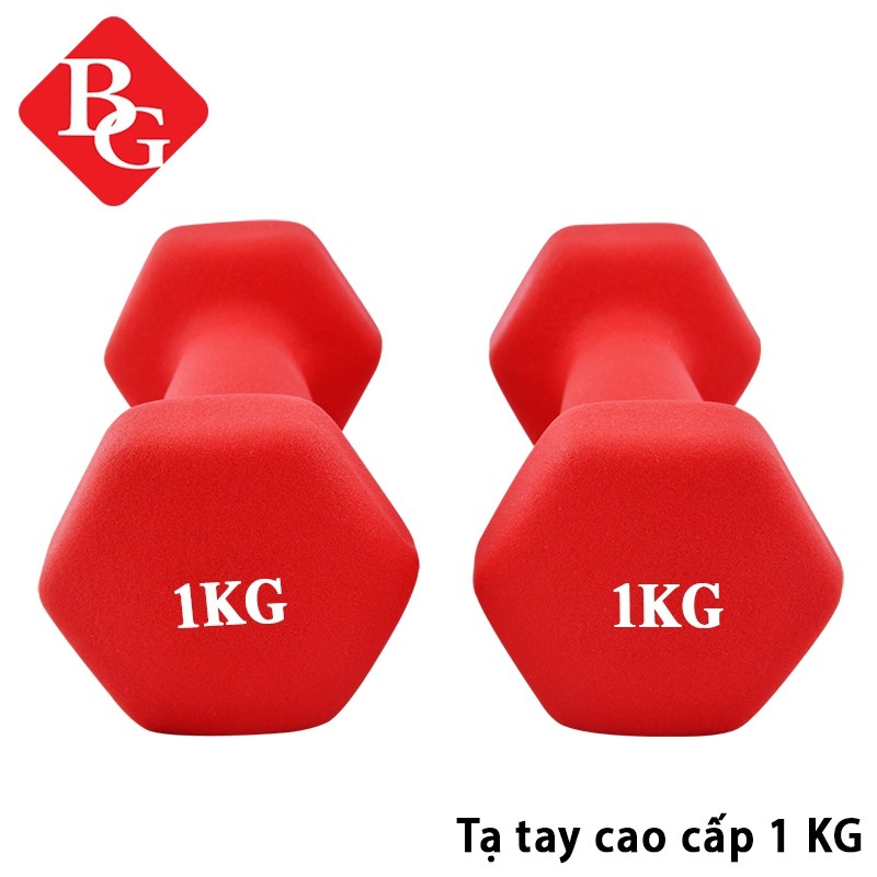 Ảnh BG Cặp tạ tay (2 cái)1KG RED cao cấp lõi thép đặc, bọc cao su nhám Thái Lan 1