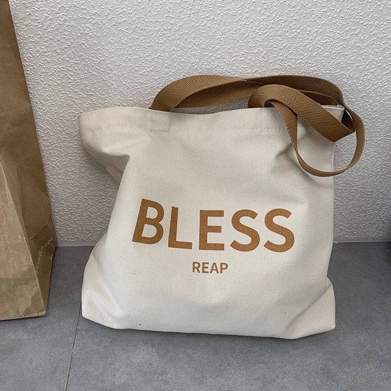 Túi tote túi vải canvas phong cách Hàn quốc họa tiết chữ BLESS T1003
