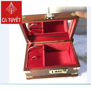 HỘP TRANG SỨC GỖ HƯƠNG TRƠN CAO CẤP LÓT NHUNG có KHÓA MÃ SỐ (ẢNH THẬT 100%)