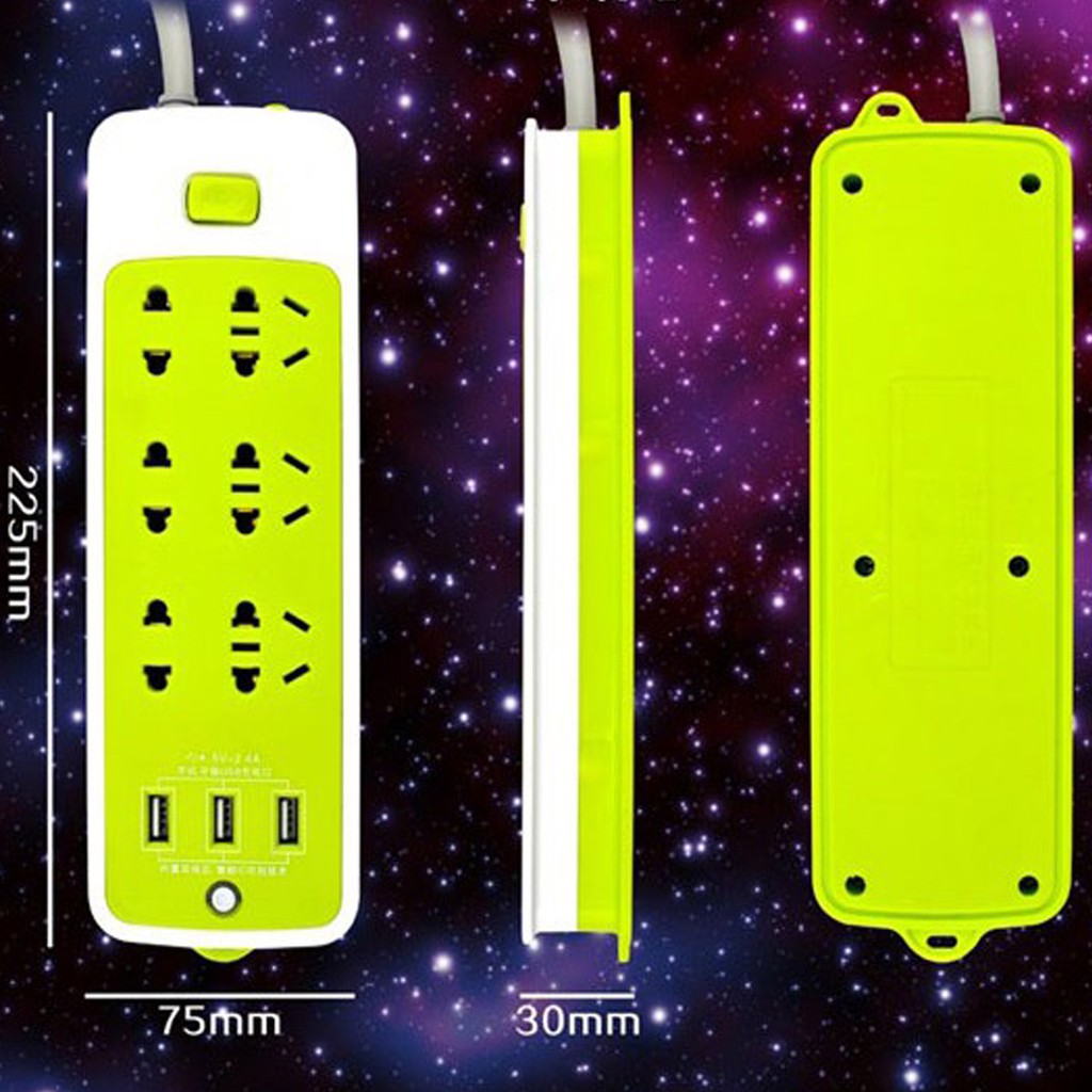 Ảnh Ổ Cắm Điện Đa Năng Chống Giật Có 3 Cổng USB Sạc Điện Thoại – Sạc Trực Tiếp – Tiết Kiệm Điện Màu Xanh Lá 4