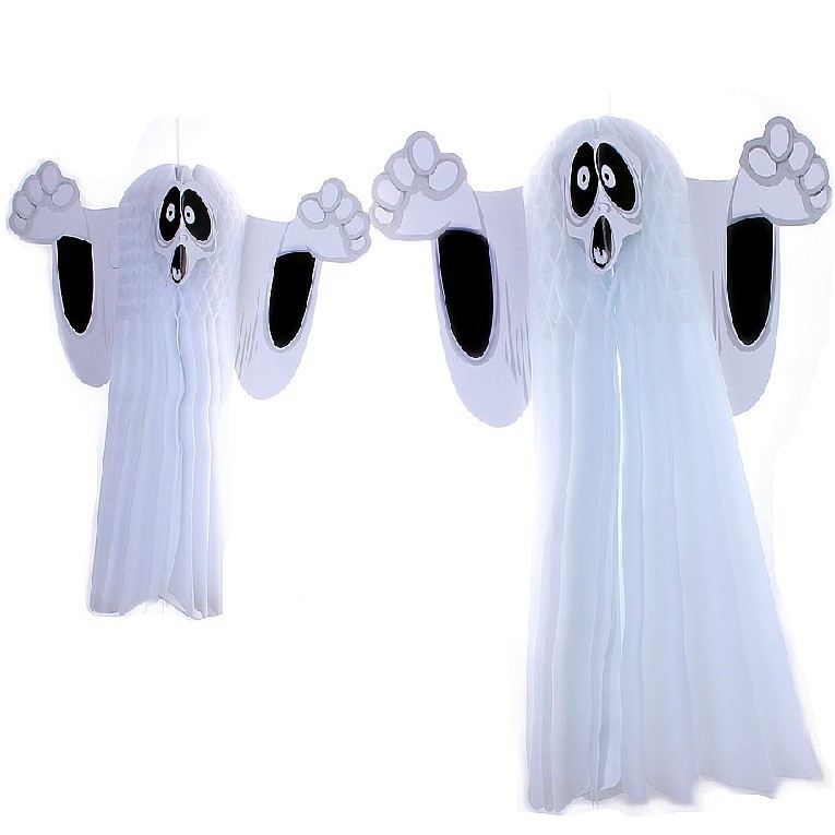 Đèn lồng halloween giấy xêp ma treo trang trí lễ hội hóa trang