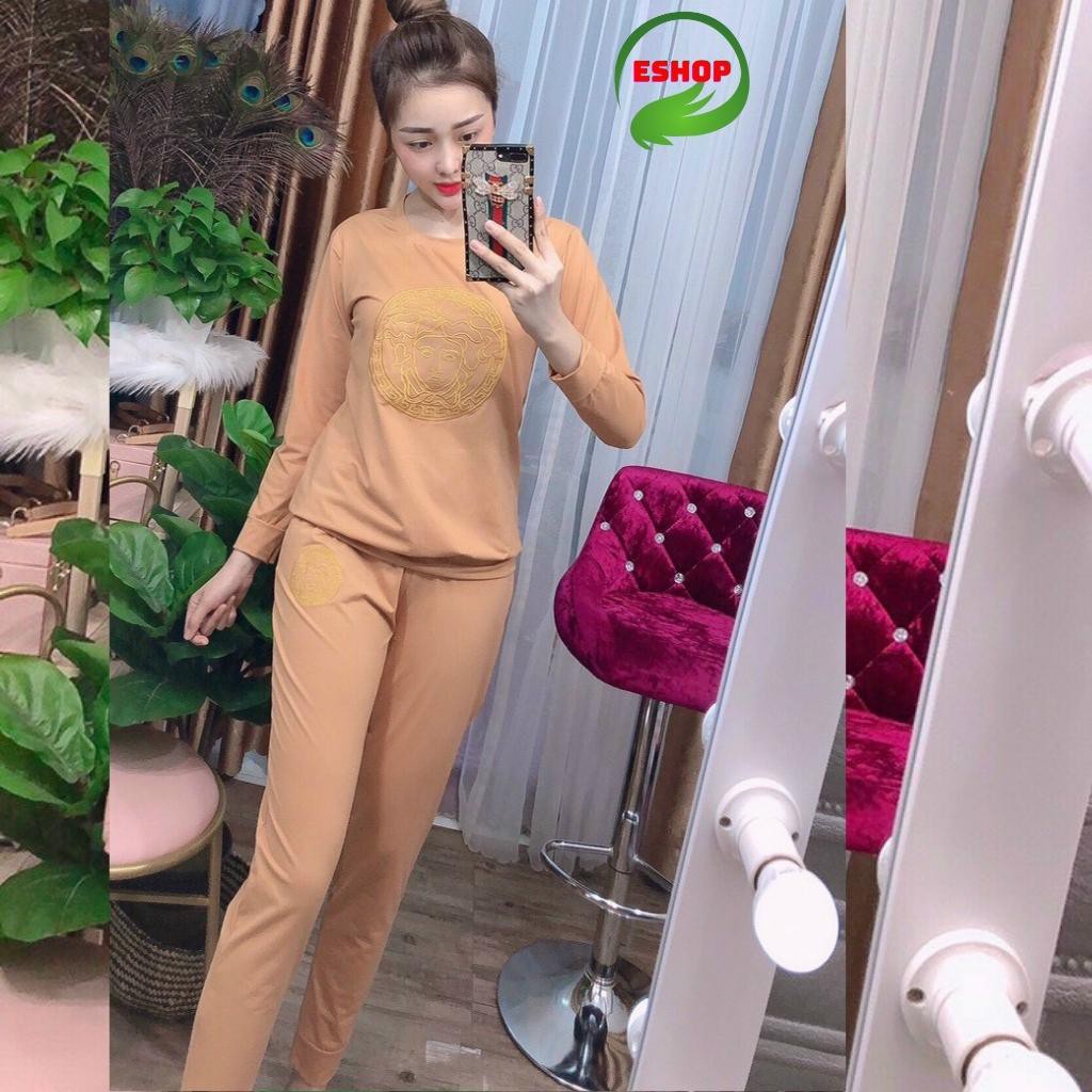 Đồ bộ nữ tay dài quần dài bigsize ESHOP đồ bộ thu đông nữ đẹp dễ thương thun cotton mặc nhà xinh Bộ ngủ mùa đông DB799