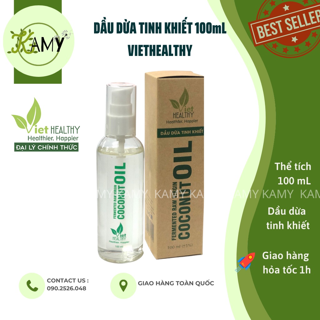 Dầu dừa tinh khiết Viet Healthy 100ml lên men tươi lạnh