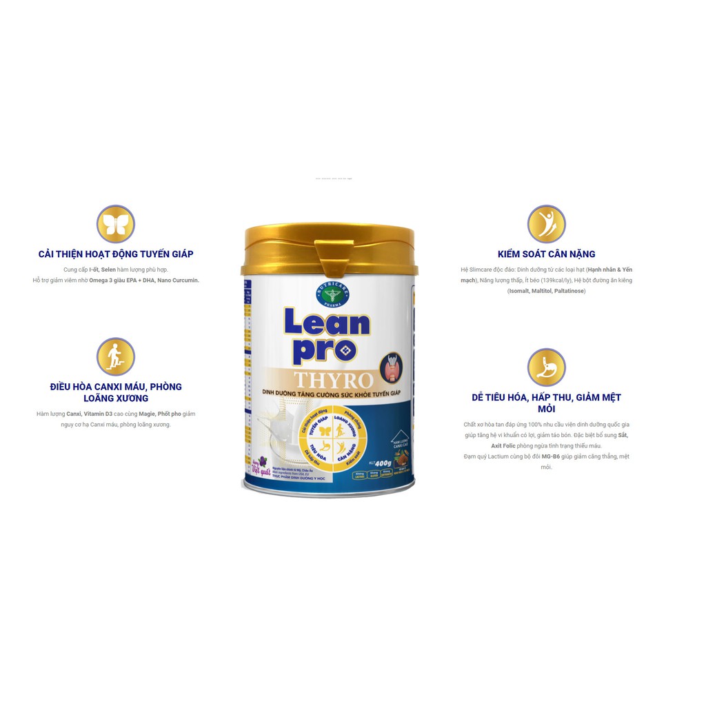 Sữa Lean Pro Thyro  400gr (Dinh Dưỡng Tăng Cường Sức Khỏe Tuyến Giáp)