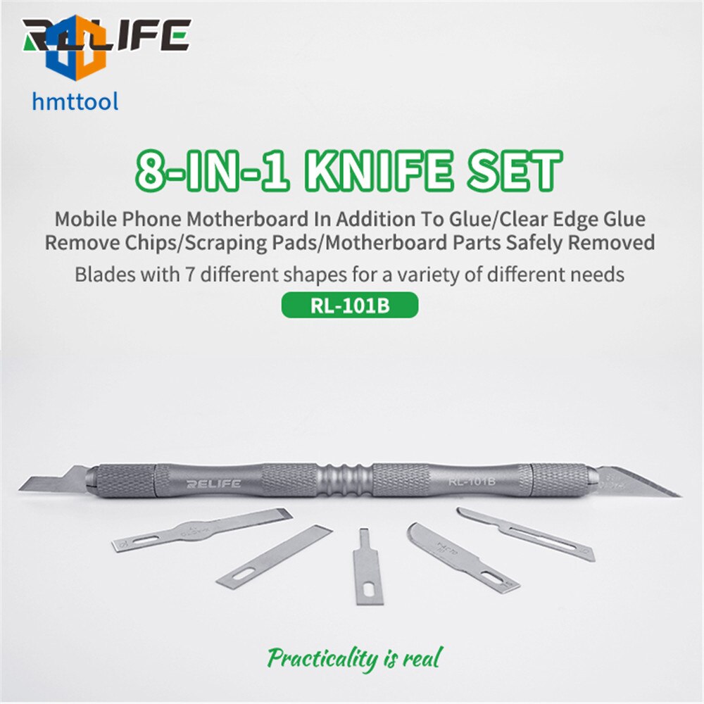 Rl-101b 8 Trong 1 Keo Tẩy Dao Bo Mạch Chủ BGA Chip Keo Làm Sạch Cạo Pry Dao DIY Thêu Sò Thủ Công Khắc Lưỡi
