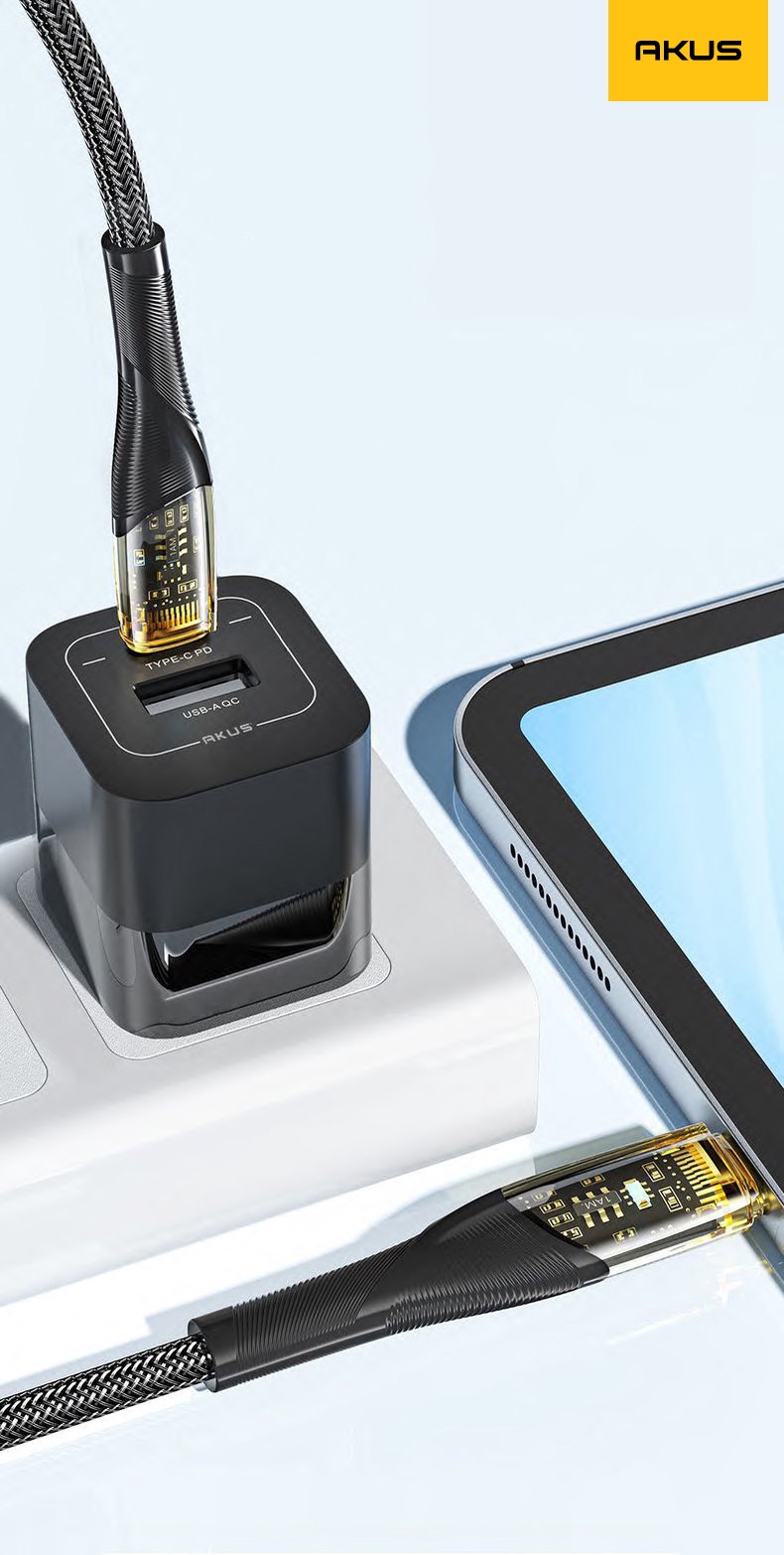 Mô tả Dây cáp sạc nhanh 66W type-C to Type-C AKUS - D59 - Hàng chính hãng - BH 12 tháng - 3